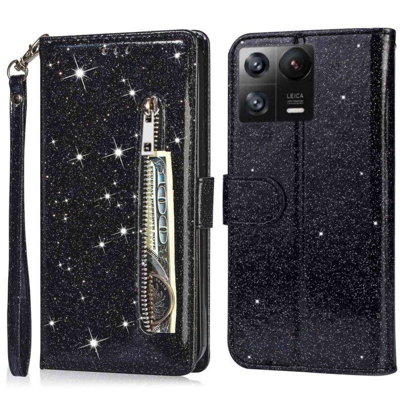 Etui Folio do Xiaomi 13 Pro Portfel Cekinowy Styl Portfela