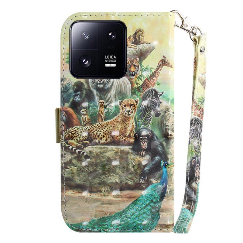 Obudowa Etui Na Telefon do Xiaomi 13 Pro z Łańcuch Stringi Safari Animals