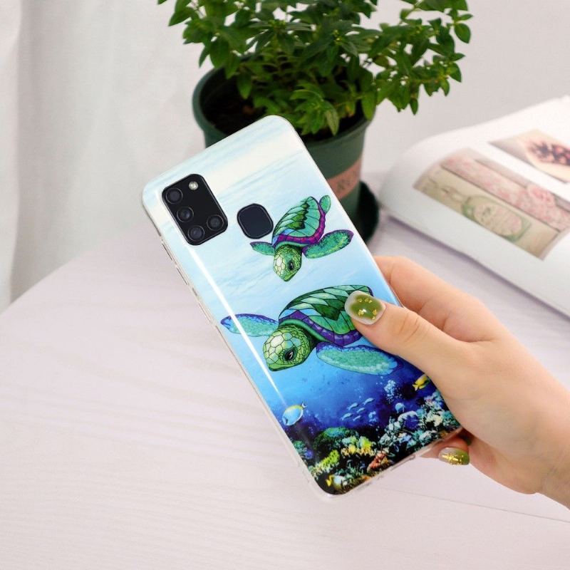 Etui do Samsung Galaxy A21s Fluorescencyjne Żółwie