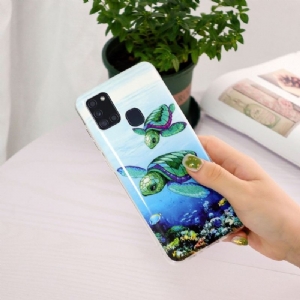 Etui do Samsung Galaxy A21s Fluorescencyjne Żółwie