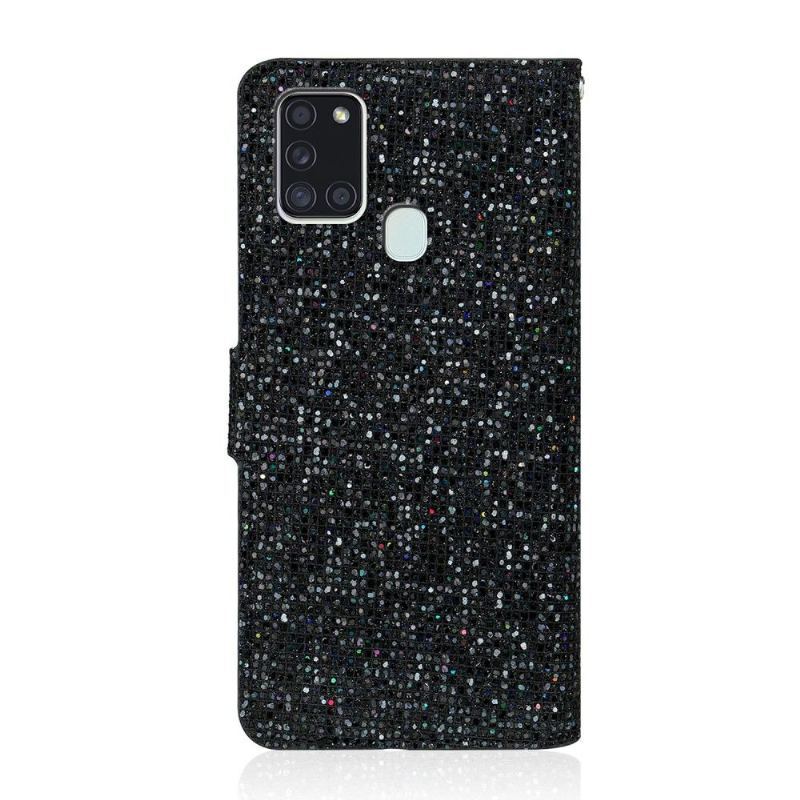 Etui Folio do Samsung Galaxy A21s Brokatowe Etui Na Karty