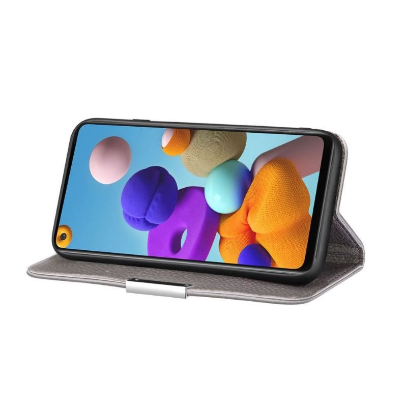 Etui Na Telefon do Samsung Galaxy A21s Etui Folio Ziarnista Sztuczna Skóra