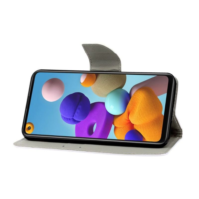 Etui Na Telefon Pokrowce do Samsung Galaxy A21s Biznes Niebieski Motyl