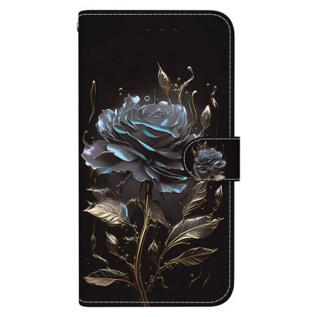 Etui Folio Do Oppo Reno 11f 5g CZarna Róża Z Paskiem