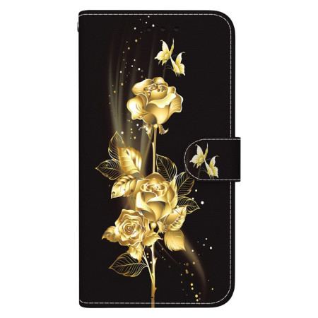 Etui Folio Oppo Reno 11f 5g Złote Motyle I Róże Z Paskiem Etui Ochronne