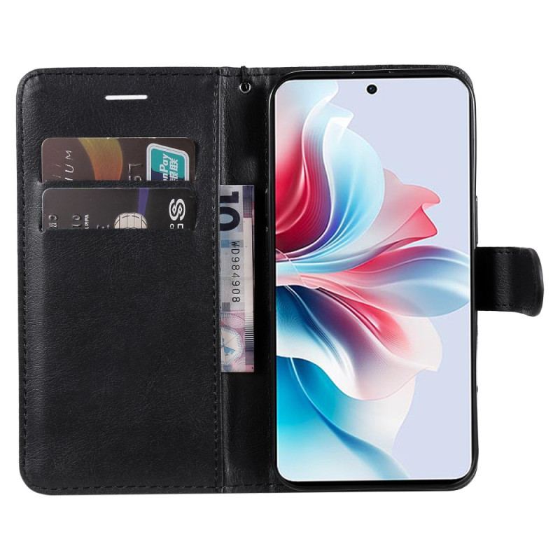 Etui Folio Oppo Reno 11f 5g Zwykła Sztuczna Skóra Z Paskiem Etui Ochronne