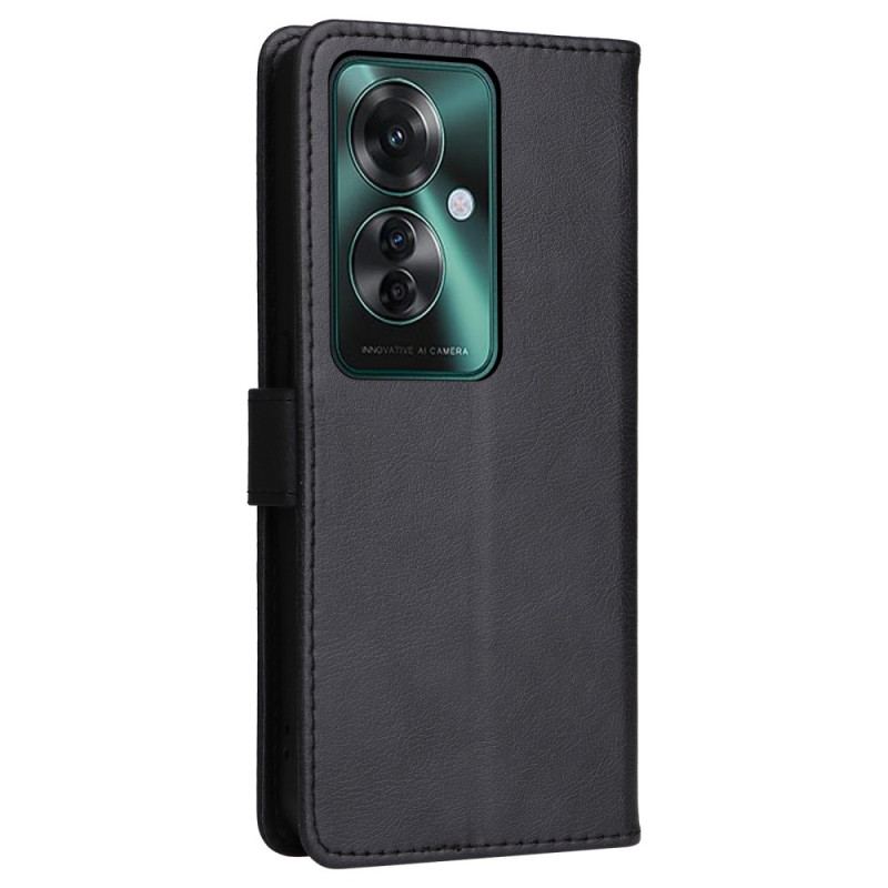 Etui Folio Oppo Reno 11f 5g Zwykła Sztuczna Skóra Z Paskiem Etui Ochronne