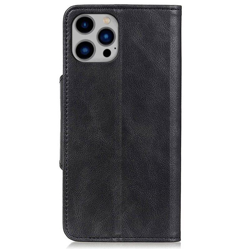 Etui Folio do iPhone 14 Plus Guzik Ze Sztucznej Skóry