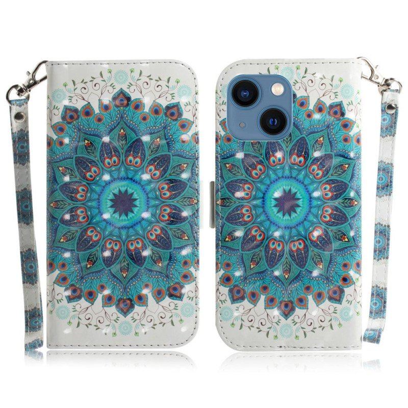 Etui Folio do iPhone 14 Plus z Łańcuch Paskowata Mandala