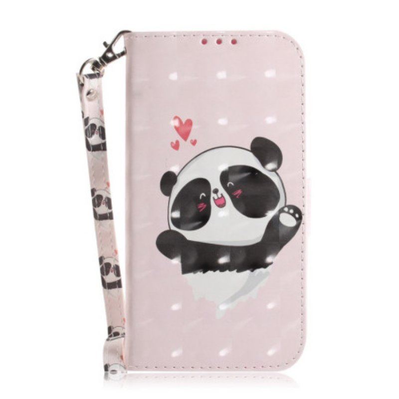 Etui Folio do iPhone 14 Plus z Łańcuch Paskowata Panda