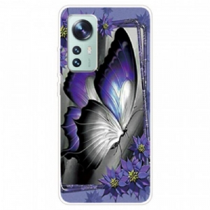 Etui do Xiaomi 12 / 12X Fioletowy Silikonowy Motyl