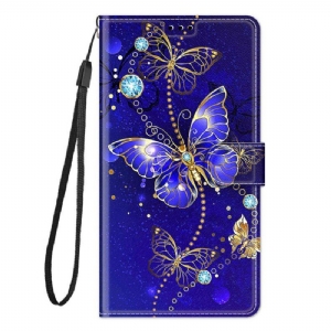 Etui Folio do Xiaomi 12 / 12X Wachlarz Motyli Ze Smyczą