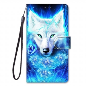 Etui Folio do Xiaomi 12 / 12X z Łańcuch Smycz Wilk