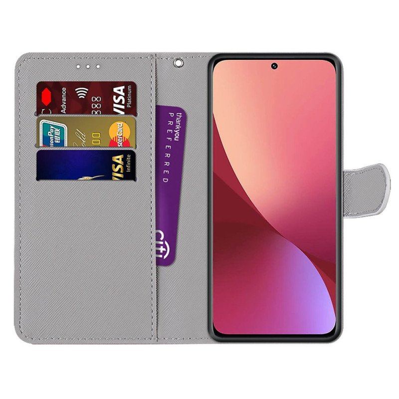 Etui Folio do Xiaomi 12 / 12X z Łańcuch Smycz Wilk