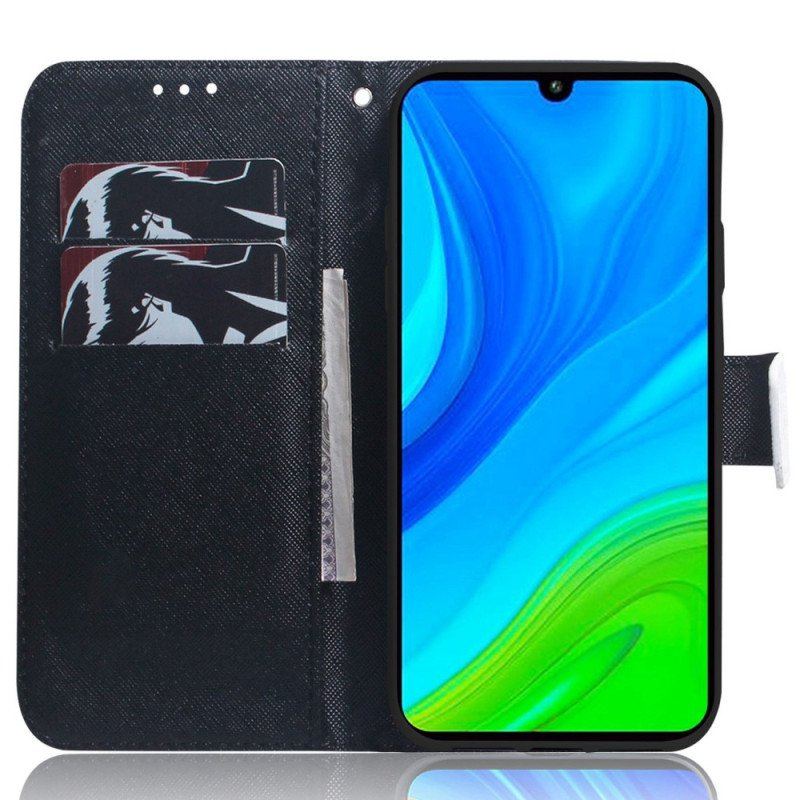 Etui Folio do Xiaomi 12 / 12X z Łańcuch Stringi Z Graficznym Kotem