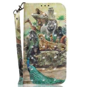 Etui Folio do Xiaomi 12 / 12X z Łańcuch Stringi Safari Animals