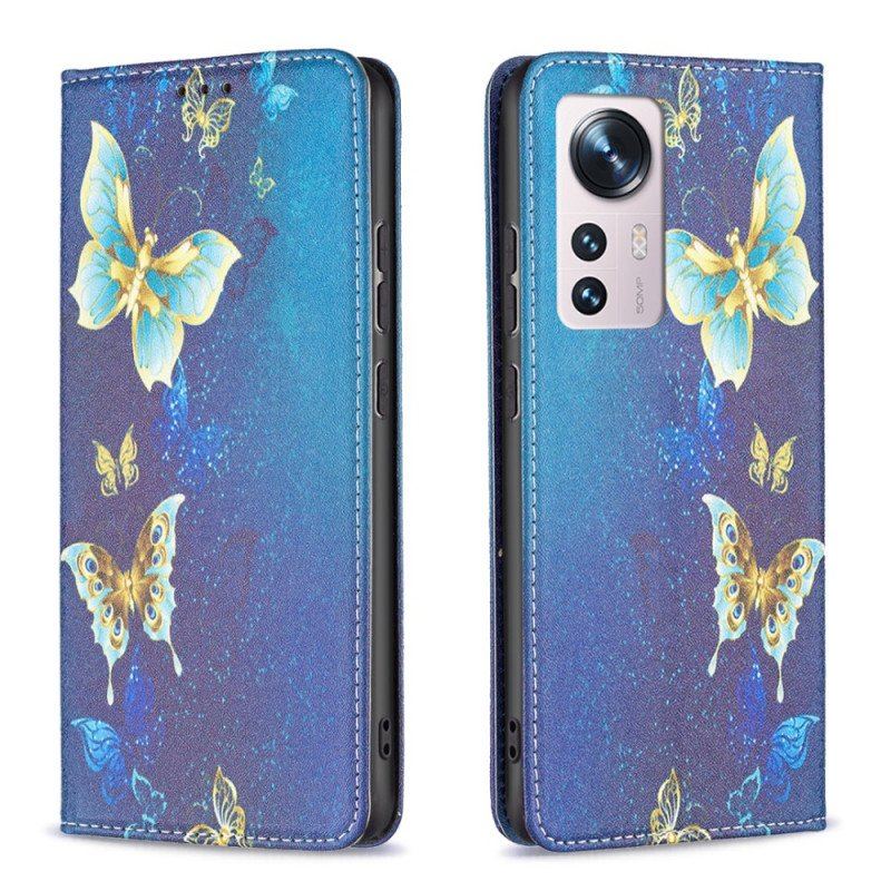 Etui Na Telefon do Xiaomi 12 / 12X Etui Folio Kolorowe Motyle