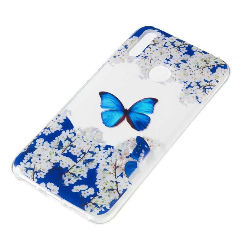 Etui do Huawei Y7 2019 Biznes Kwitnienie Niebieski Motyl