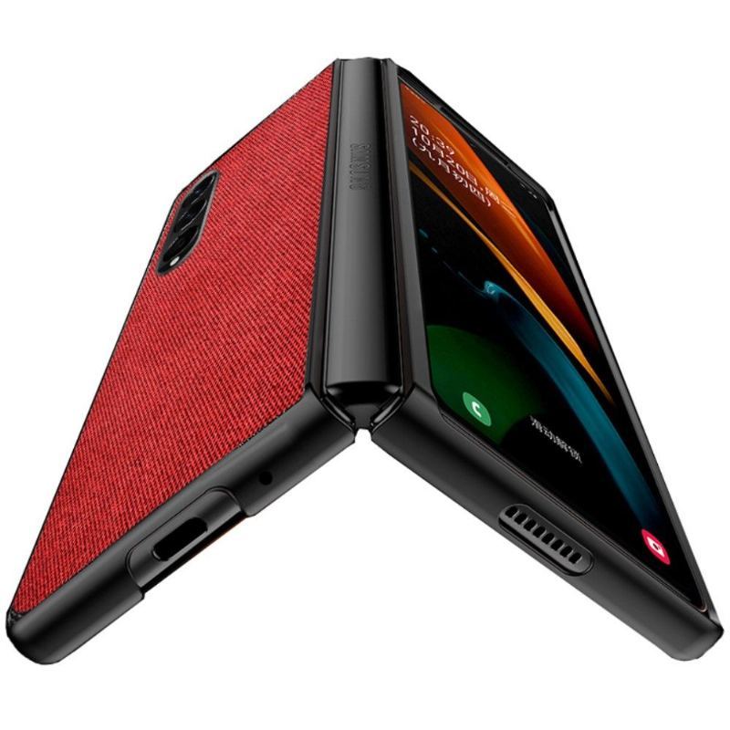 Etui do Samsung Galaxy Z Fold 3 5G Biznes Skóra Efekt Tkaniny Styl