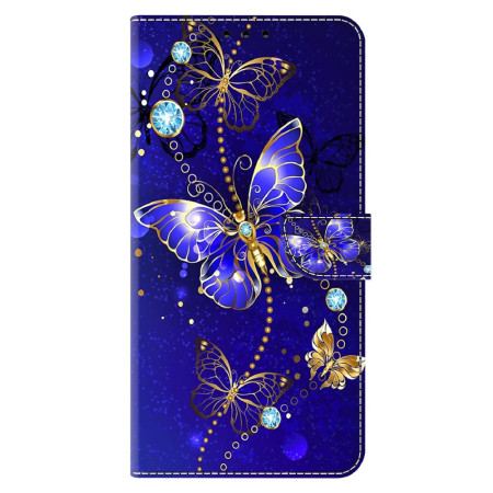 Etui Folio Do Xiaomi Redmi Note 13 4g Diamentowe Motyle Na Niebieskim Tle