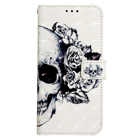 Etui Folio Do Xiaomi Redmi Note 13 4g Kwiatowa CZaszka Z Paskiem