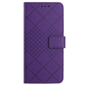 Etui Folio Do Xiaomi Redmi Note 13 4g Wzór W Romby Na Ramiączkach