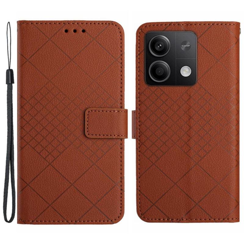 Etui Folio Do Xiaomi Redmi Note 13 4g Wzór W Romby Na Ramiączkach