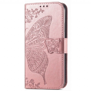 Etui Folio Xiaomi Redmi Note 13 4g Barokowy Motyl Z Paskiem