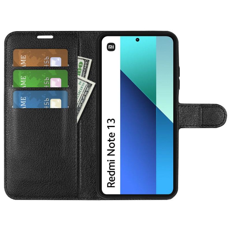 Etui Folio Xiaomi Redmi Note 13 4g Klasyczna Sztuczna Skóra Litchi Etui Ochronne