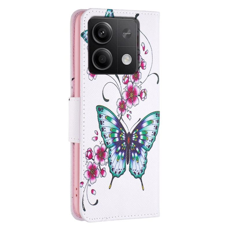 Etui Folio Xiaomi Redmi Note 13 4g Kwiaty Brzoskwini I Motyle