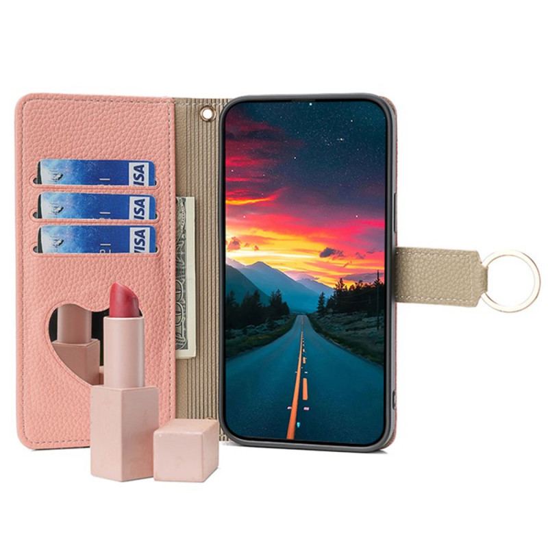 Etui Folio Xiaomi Redmi Note 13 4g Lustro I Łańcuszek Na Ramię