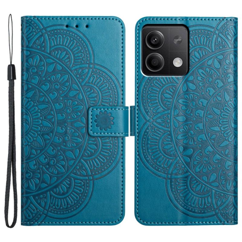 Etui Folio Xiaomi Redmi Note 13 4g Nadruk Mandali Z Paskiem Etui Ochronne