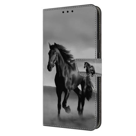 Skórzany Futerał Xiaomi Redmi Note 13 4g Etui Na Telefon CZarny Koń