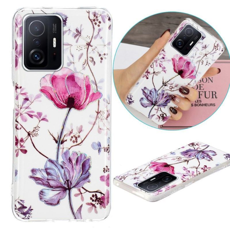 Etui do Xiaomi 11T / 11T Pro Anti-fall Silikonowy Fioletowy Kwiat