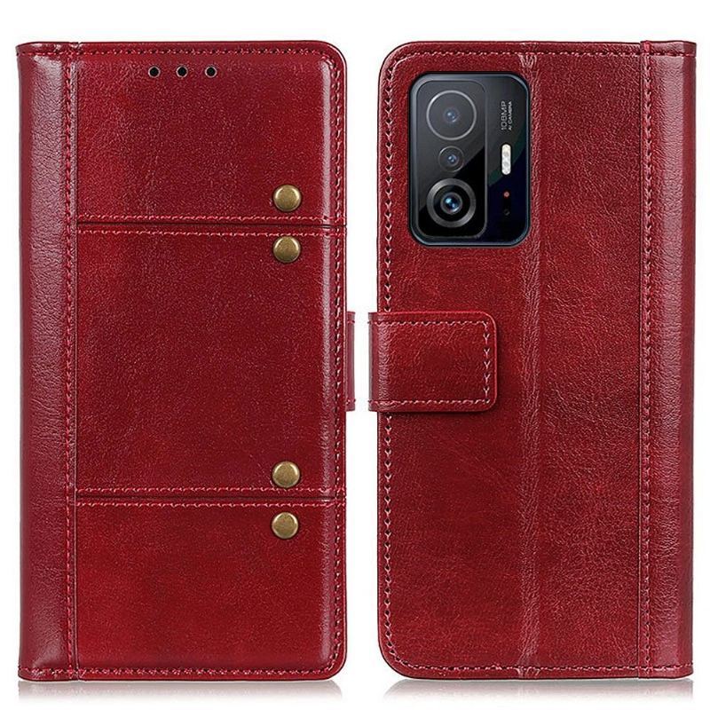 Etui Folio do Xiaomi 11T / 11T Pro Efekt Skóry Z Nitami