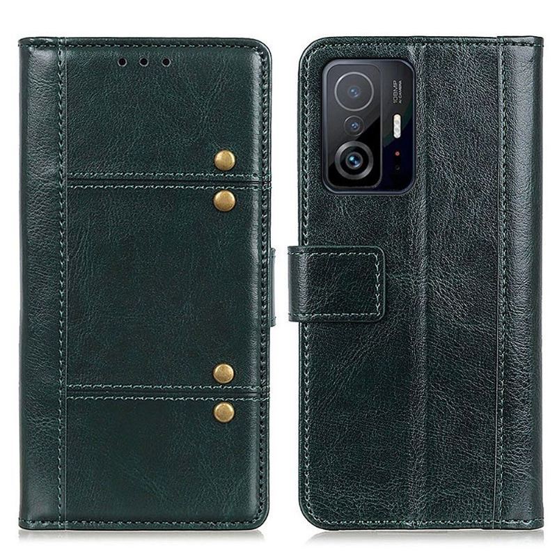 Etui Folio do Xiaomi 11T / 11T Pro Efekt Skóry Z Nitami