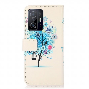 Etui Folio do Xiaomi 11T / 11T Pro Niebieskie Drzewo