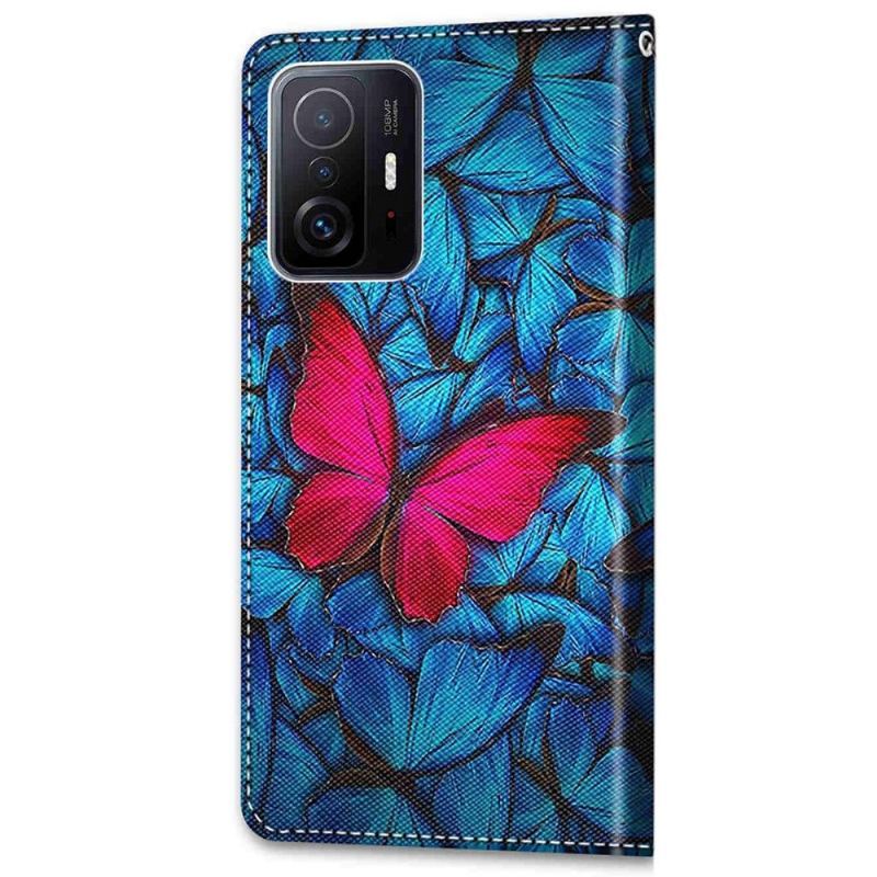 Etui Folio do Xiaomi 11T / 11T Pro Niebieskie I Różowe Motyle