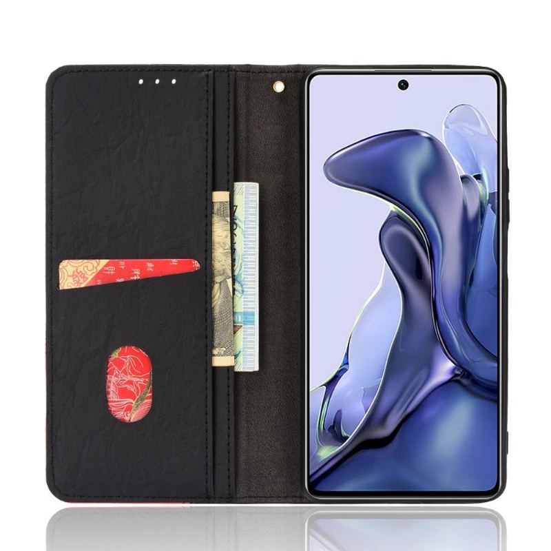 Etui Folio do Xiaomi 11T / 11T Pro Obrzeża Skórzany Futerał Ze Sztucznej Skóry W Stylu Retro