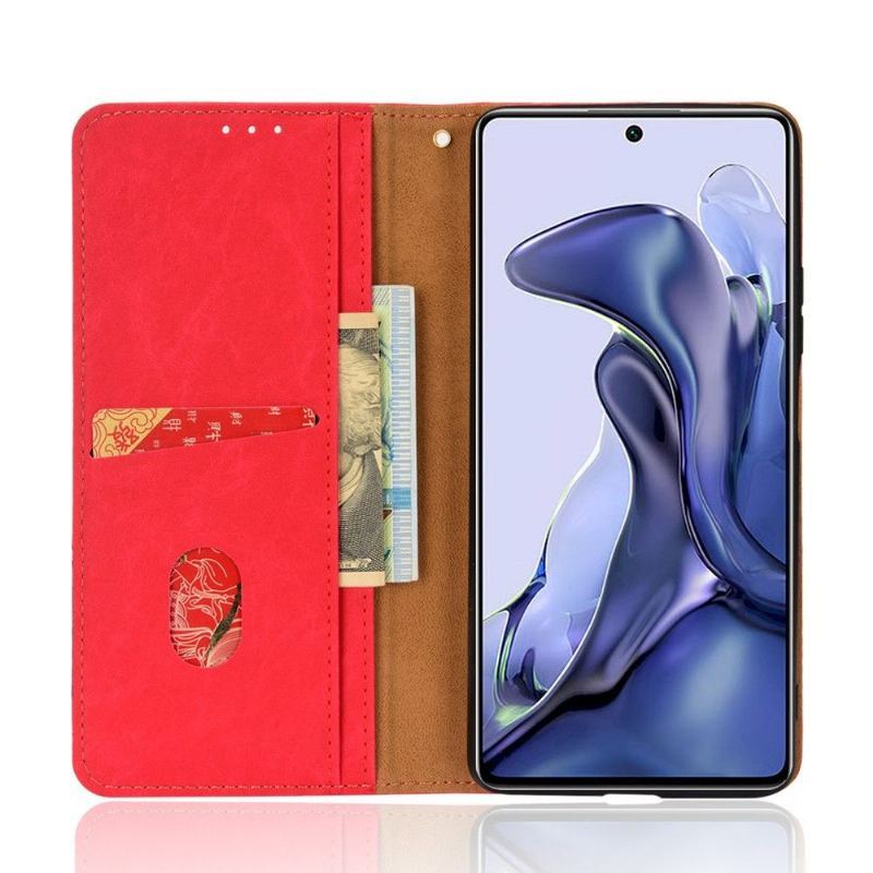 Etui Folio do Xiaomi 11T / 11T Pro Obrzeża Skórzany Futerał Ze Sztucznej Skóry W Stylu Retro