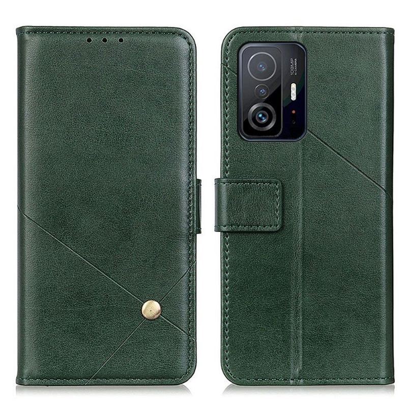 Etui Folio do Xiaomi 11T / 11T Pro Skórzany Futerał Klapa Ze Sztucznej Skóry Z Nitem