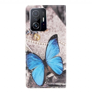 Etui Na Telefon Pokrowce do Xiaomi 11T / 11T Pro Biznes Niebieski Motyl