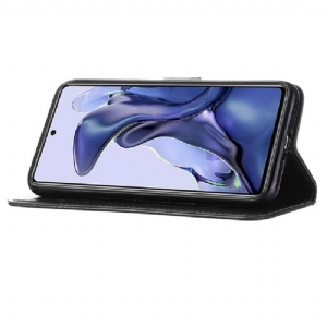 Skórzany Futerał do Xiaomi 11T / 11T Pro Anti-fall Butterfly Flower Posiadacz Karty