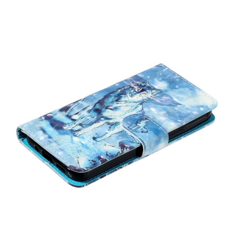 Etui Folio Do Motorola Edge 50 Przywiązany Śnieżny Wilk