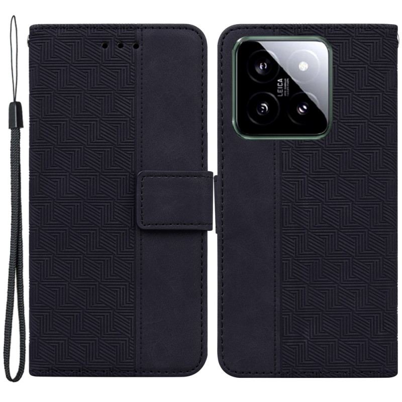 Etui Folio Do Xiaomi 14 Tkany Wzór Na Ramiączkach