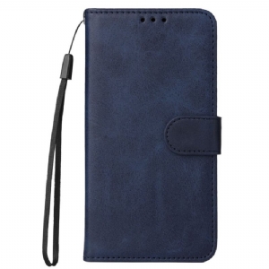 Etui Folio Xiaomi 14 Gładki Efekt Skóry Z Paskiem Etui Ochronne