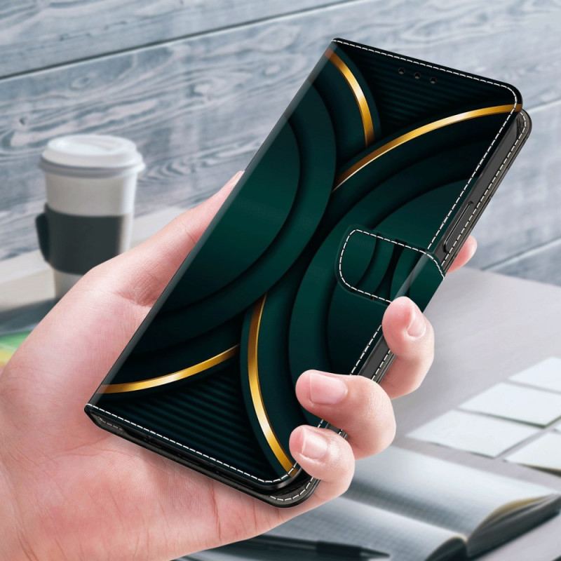 Skórzany Futerał Xiaomi 14 Etui Na Telefon Złoty Kontur