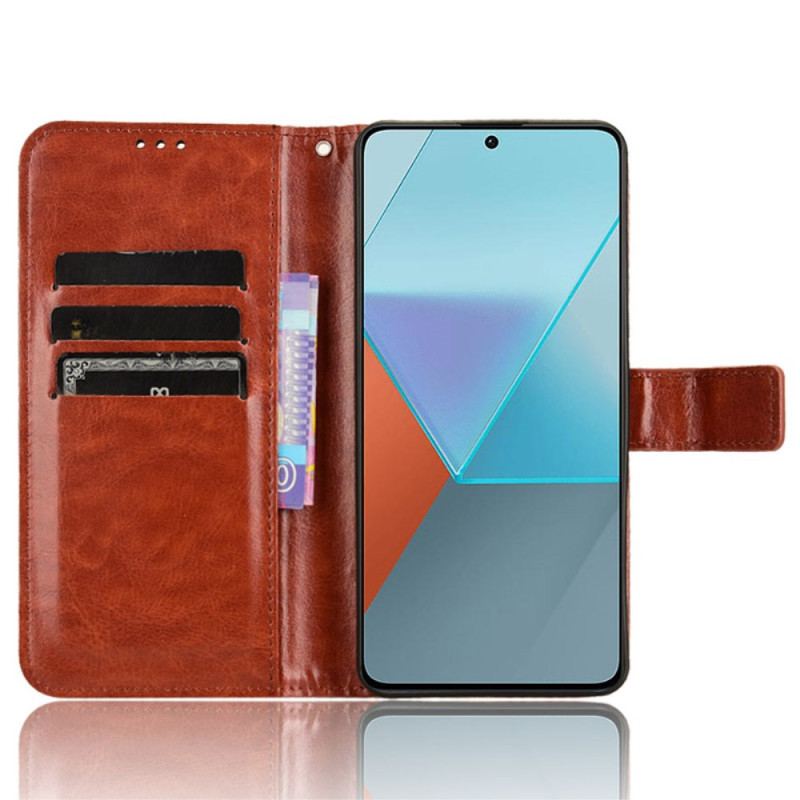 Etui Folio Do Xiaomi Redmi Note 13 Pro 5g Błyszcząca Sztuczna Skóra Z Paskiem