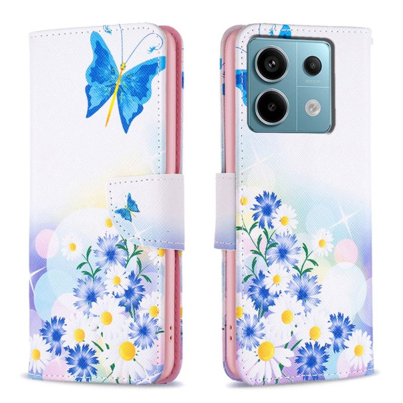 Etui Folio Do Xiaomi Redmi Note 13 Pro 5g Motyl I Kwiaty