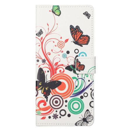 Etui Folio Do Xiaomi Redmi Note 13 Pro 5g Motyle Na Białym Tle